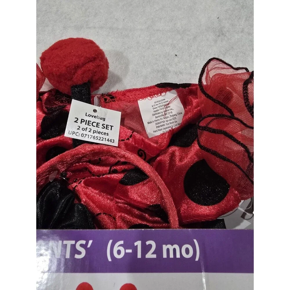 NEW Baby Girl Halloween Costume Lovebug Size 6-12 Months-  Lady Bug - Dress Up